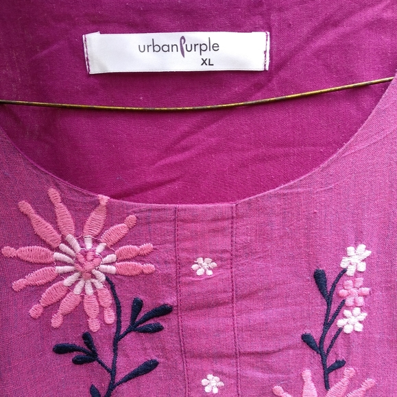Purple Embroidered Kurta, XL - Picture 6 of 7